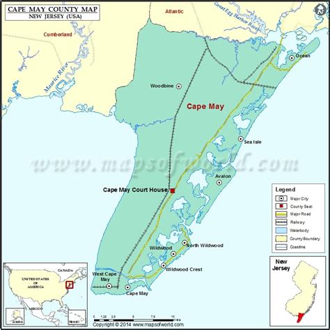 Cape may county - Cape May consists of a peninsula and barrier island system in the U.S. state of New Jersey. It is roughly coterminous with Cape May County and runs southwards from the New Jersey mainland, separating Delaware Bay from the Atlantic Ocean. The southernmost point in both New Jersey and the northeastern United States lies on the cape. 